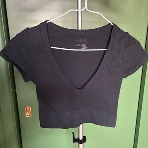 Garage Black Fitted Crop T-Shirt